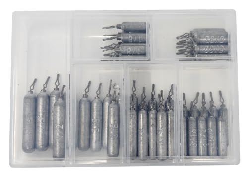 Reaction Tackle Drop Shot Weights, Pencil Sinkers, Silver 50 Piece Kit