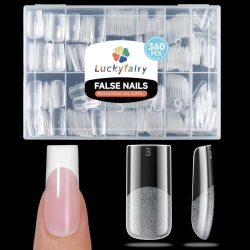 Image of Luckyfairy Square Nail Tips, 360pcs Clear Medium Square Press On Nails