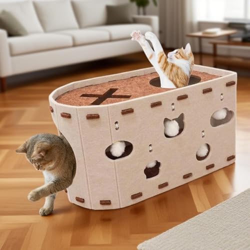 Maison de grattage pour chat anti stress avec panier lounge de repos - 3