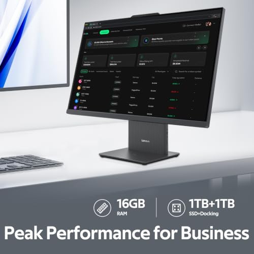 Image of Lenovo IdeaCentre AIO 27 inch FHD IPS Touch All-in-One Desktop, AMD Ryzen 5 8645HS, 16GB RAM, 2TB Storage (1TB SSD&1TB Dock), AMD Radeon 760M, Wireless Keyboard & Mouse, Webcam, Wi-Fi 6, Win 11, Grey
