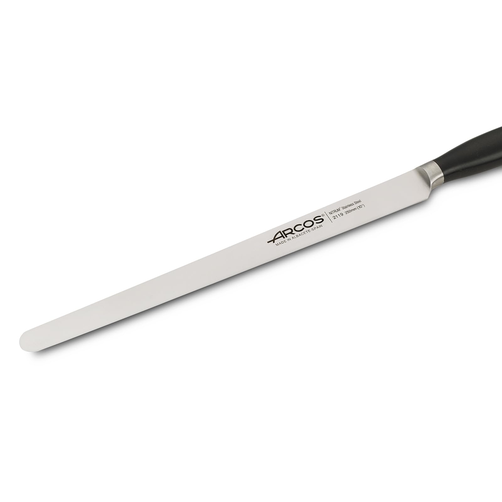 Arcos Couteau à Jambon Forgé 250 mm – Couteau de Cuisine Professionnel, Résistant à la Rouille et à la Corrosion, Lame Flexible et Bord Lisse – Couleur Noire, Série Clara