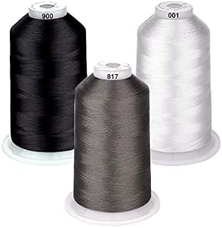 Simthread - 26 Auswahlen – SortiertFarben Packungen von Polyester grau Stickmaschinengarn Riesige Spule 5500Y für Allzweck-Stickmaschinen – Essential Color 3
