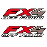 Set of 2 PCS FX4 Off Road Decals Stickers Compatible with F150, F250 and F350, Truck Emblems, Truck Pickup Bedside, Auto Decoration Accessories Emblem (Red and Gray-Brown)