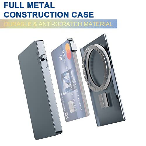 T-MFY Minimalist Credit Card Wallet with Magnetic Ring - Slim Aluminum Wallet - RFID Blocking& Lock Design - Small Magnetic Card Holder Wallet Compatible with All Type Phone for Men&Women2
