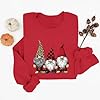 KUIH Christmas Sweatshirt Women Christmas Gnomes Printed Jumpers Oversized Xmas Tops Shirts Crewneck Pullover Long Sleeve Tops Loose Fit Sweaters Festival Holiday Fashion Outfits Red #4
