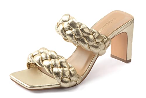 Image of Carcuume Women's Block Heel Square Open Toe Two Strap Mule Sandals