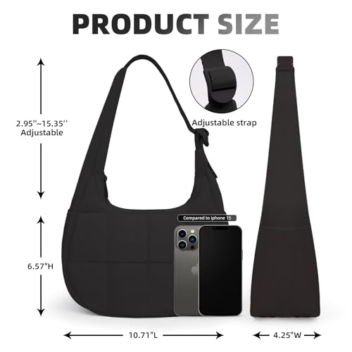 Puffer Crescent Shoulder Bag for Women, Quilted Purses for Women, Quilted Shoulder Purses with Adjustable Strap3