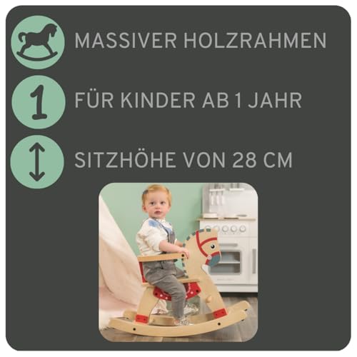 Bandits & Angels Schaukelpferd mit abnehmbarem Steigbügel ab 1 Jahr – Sitzhöhe 28 cm – Schaukelpferd aus Holz – für Jungen und Mädchen – Schaukeltier – Bild 7