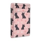 Amooorous Bonita cartera de piel con silueta de Schnauzer negra para mujer, delgada, con clip para dinero, bloqueo RFID, tarjetero para hombres y mujeres, billeteras para hombre