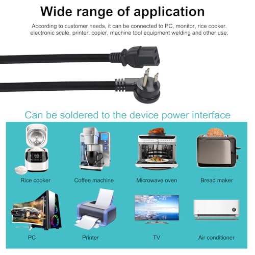 Image of Computer Power Cord Splitter, 6FT Flat Plug NEMA 5-15P to 2X IEC60320 C13 Female 2 Ways Outlet AC Power Cord, SJT 16AWG Universal Laptop 3 Prong Power Cable, Spliiter for Monitor /TV /Printer