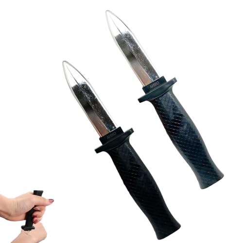 YAZWUR Couteaux de Tour de Magie Disparaissants 2 Pièces, Lames Rétractables, Faux Factices en Plastique, Poignards, Article de Farce et Attrape Adulte, Pour Enfants, Poisson d'Avril, Style Classique