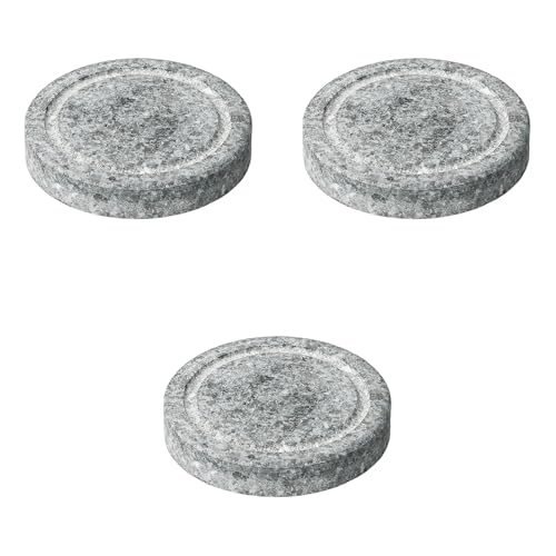 Set of 3, Round Steak Steak Steak Stone 4.7 x 0.8 inches (12 x 2 cm) | Grilled Stone, Made in Korea, Setomonohonpo