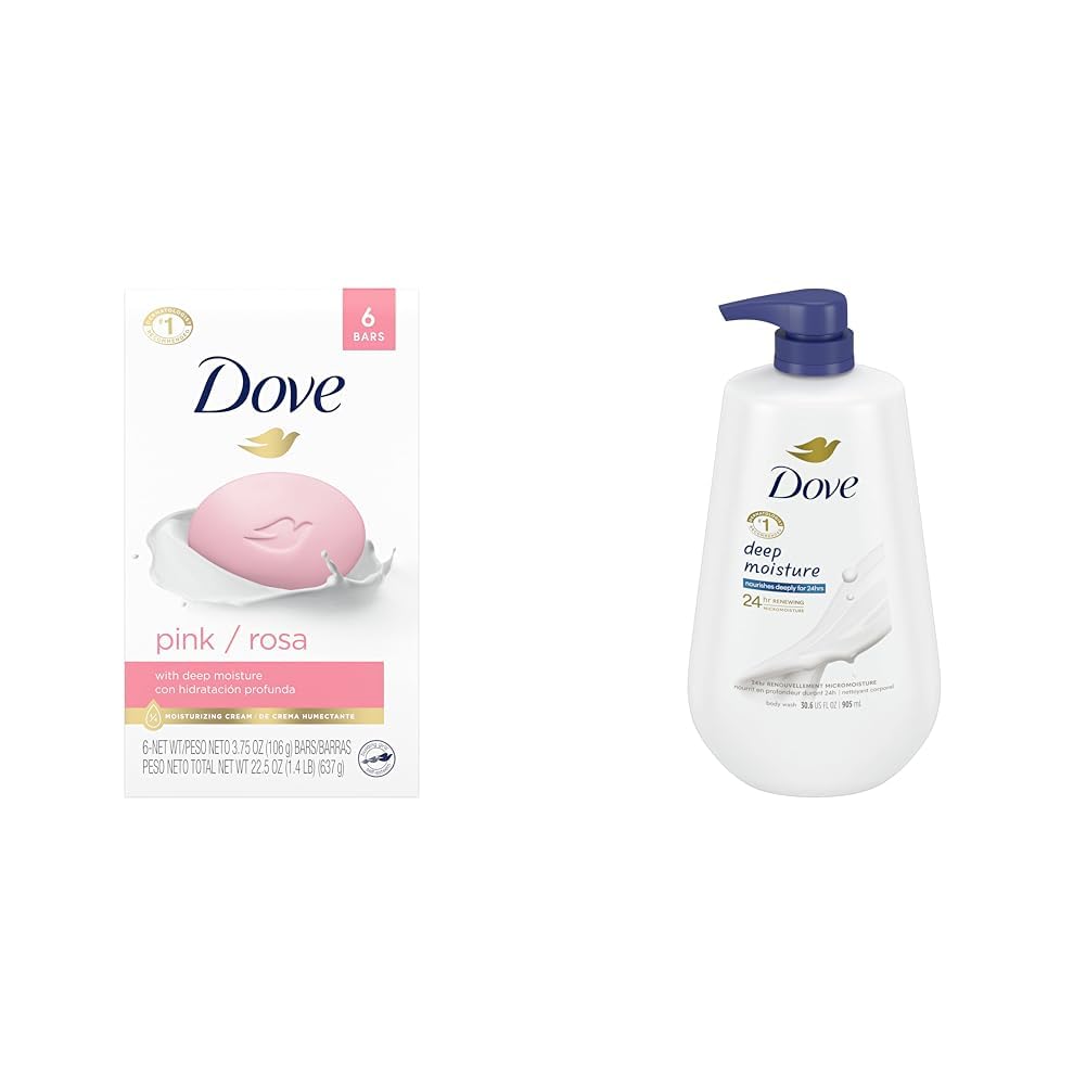 Dove Beauty Bar Gentle Skin Cleanser Pink 6 Bars Moisturizing for Soft Care More Than Soap 3 75
