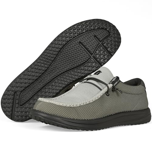 Image of Mens Casual Shoes - Men's Loafers & Slip-Ons Camp Shoes with No-Tie Laces -Arch Support Boat Shoes for Everyday Wear