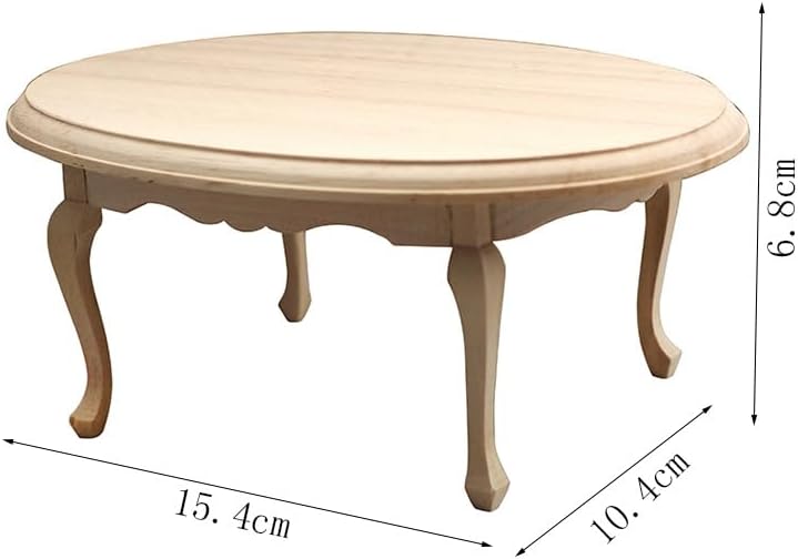 AirAds Dollhouse 1:12 Scale Dollhouse Miniatures Furniture Doll Accessories Dining Table and Chairs Set Unfinished Wood