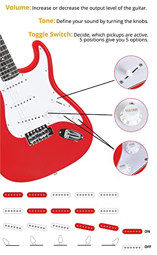 Rocktile Banger’s Pack Guitare electrique – Ensemble de Guitare électrique Rouge – Kit avec Ampli de 25 W, Housse… - Les Beatles, Paul McCartney, John Lennon, RIngo Starr, George Harrison Rocktile Banger's Pack Guitare electrique - Ensemble de Guitare électrique Rouge - Kit avec Ampli de 25 W, Housse… – Image 6