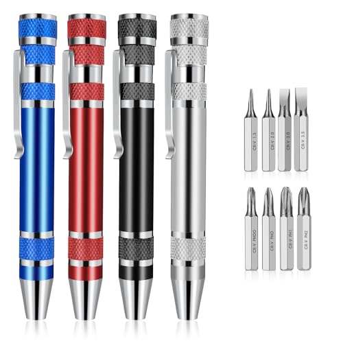 4 mini cacciaviti 8 in 1, quattro colori, multi-utensile, pratico set di cacciaviti magnetici EDC, gadget di precisione compatto, cacciavite a testa piatta per riparare l'installazione di utensili