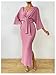 Floerns Women's Elegant V Neck Tie Front Bodycon Dress Dolman Sleeve Slit Long Dresses Pink Medium
