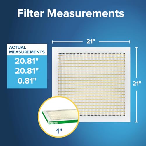 Image of Filtrete 21x21x1 AC Furnace Air Filter, MPR 700, MERV 8, Tough on Pollen, Easy on Airflow, 3-Month Pleated 1-Inch Electrostatic Air Cleaning Filter, 4-Pack (Actual Size 20.81 x 20.81 x 0.81 in)