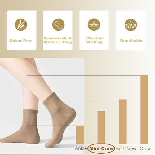 Image of Womens Cotton Anti-Pilling Quarter Crew Socks | Moisture-wicking, Odor-control, Lightweight, Office /gym, 7-pair, US 6-10