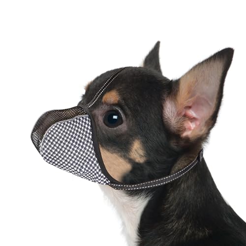 JOYPAWS Maulkorb für extra kleine Hunde, verhindert Beißen, Kauen & Bellen. Weiches, reflektierendes Air-Mesh, verstellbar, volle Abdeckung. Für Fellpflege & Schnitzen. Schwarz, XS