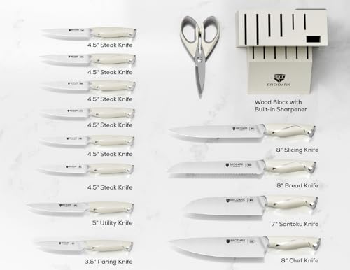 Image of BRODARK 15Pcs Professional High Carbon Stainless Steel Knife Set With Block
