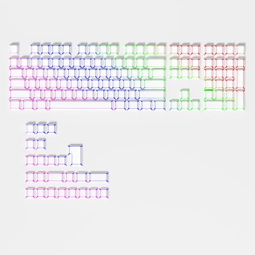 Image of White PBT Shine Through Keycaps, Side Printed Translucent Keycaps, Double Shot Cherry Profile for MX Switches Mechanical Keyboard