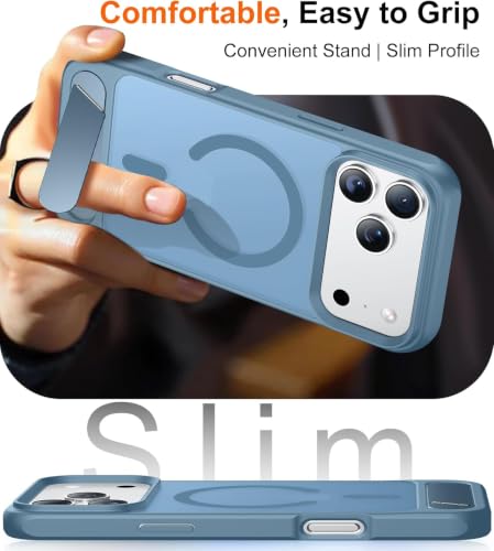 Image of Elzzi Translucent Matte Kickstand Case for iPhone 17 Pro Max, Built-in Adjustable Stand, Translucent Matte Magnetic Mag-Safe Shockproof Phone Cover (Official - Kickstand)