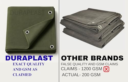 Image of Heavy Duty Tarpaulin 1000 GSM Canvas - Commercial Canvas TIRPAL Waterproof 12x18 ft- 100% Waterproof Military Grade, Industrial TIRPAL - UV Resistant TARP, RUSTPROOF Reinforced Eyelets