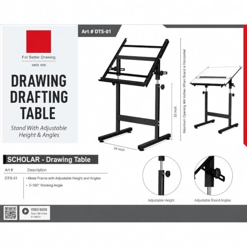 Image of AS Drawing & Drafting Table - Scholar (Without Board) Drafting Table Stand with Adjustable Height and Angles, Ideal for Architects, Engineers, Designers & Artists Students and Professionals.