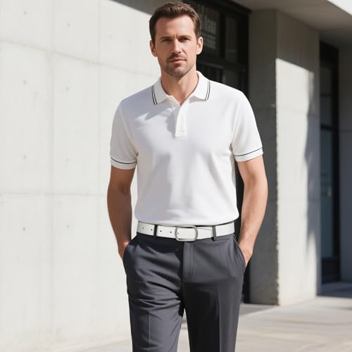 SANSTHS Reversible Leather Belts for Men-Dual Sided Casual Golf Dress Leather Belt-2 Sides in 1 Belt4