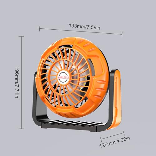 Générique Ventilateur rechargeable avec lumière du ventilateur de camping léger - Fans portable à crochet imperméable,Refroidissement à air portable pour extérieur, festival, plage, pêche, talonnage – Image 6