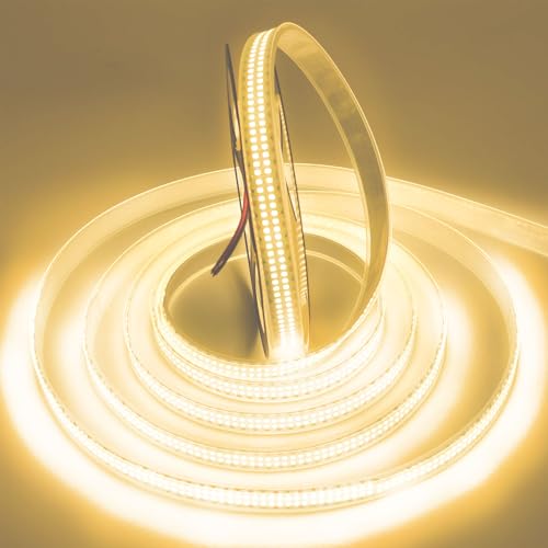 Image of SUYOOULIN LED Strip Lights, 16.4ft Dimmable DC 12V SMD 2835 Double Rows 2400 LEDs 52000LM Super Bright LED Ribbon Strip, Tube Waterproof IP67 for Home Party Decoration (Warm White 3500K)