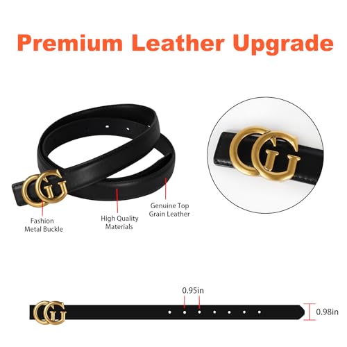 Image of Aurolran Women's Leather Belt with Buckle - Ideal for Dresses, Jeans, and Coats