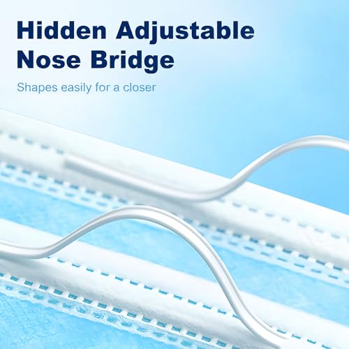 Disposable Face Masks 100 Pack, 3 Ply Breathable Filter Mask With Adjustable Nose Clip And Soft Elastic Ear Loops_desvips.com