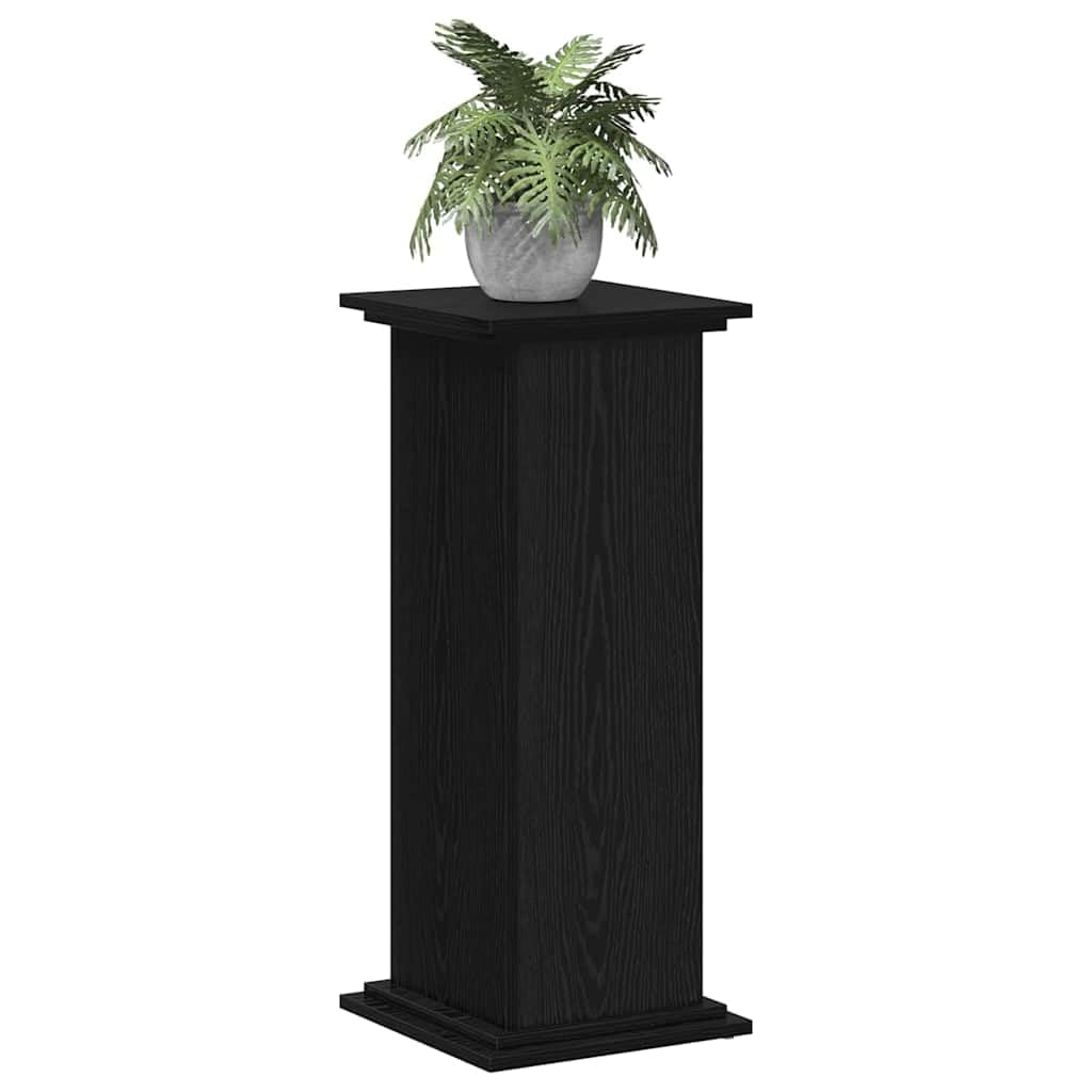 vidaXL Plant Stand Black Oak 33 x 33 x 80 cm Engineered wood, Garden and Terrace, Modern Plant Stand, Durable Decorative, Indoor Outdoor Holder, Contemporary Display