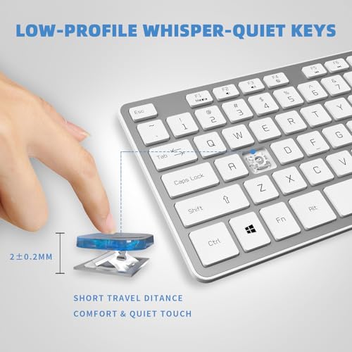 Image of Wired USB Keyboard, Comfortable Quiet Chocolate Keys, Durable Ultra-Slim Computer Keyboard Wired(QWERTY) for PC, Windows 11 /10 /8 /7 /XP /Vista KB1430 (Sliver-1, Wired Keyboard for Windows)