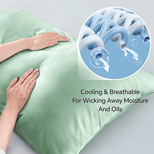 Image of BEDELITE Cooling Pillow Cases Queen, Rayon Made from Bamboo, Mint Green | Cooling and Breathable Pillow Cover for Hot Sleepers & Night Sweats, Silky Soft Cozy, Envelope Closure, 20 inchx30 inch, Set of 2