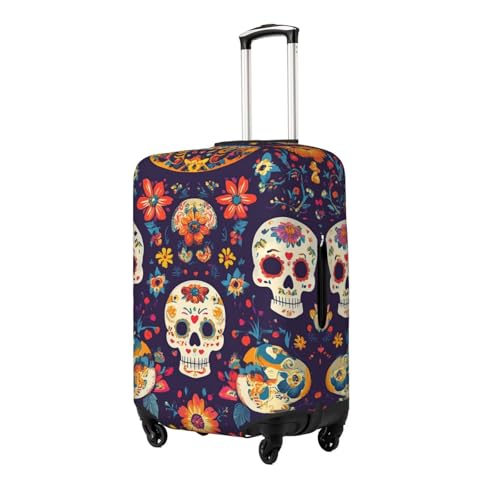 Mexican Flowers Skull Pattern Luggage Cover Washable Elastic Suitcase Covers Anti-Scratch Travel Luggage Protector for Kids Adult M fits 22-24 inch Suitcase2