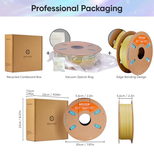 Image of ERYONE Matte Tri Color PLA Filament 3D Printer 1.75mm + /- 0.03mm, Multicolor Filament Tricolor PLA 1KG(2.2lbs) Cardboard Spool, Vibrant Green & Lemon Yellow & Aqua Blue