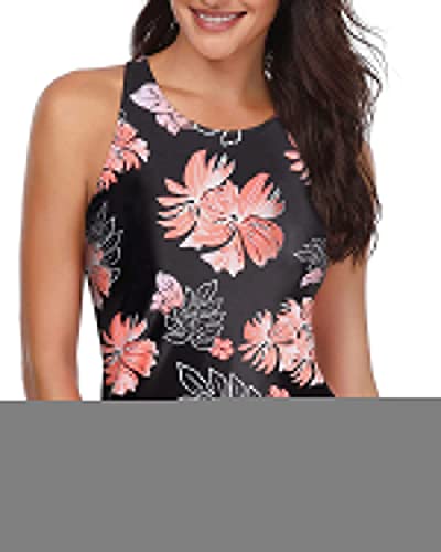 Image of Holipick Tankini Tops for Women High Neck Swim Top Only | Tummy Control, Support Removable Pads, Full Coverage, Open Back, Neck Hook, Soft Stretch Fabric, Beach and Resort