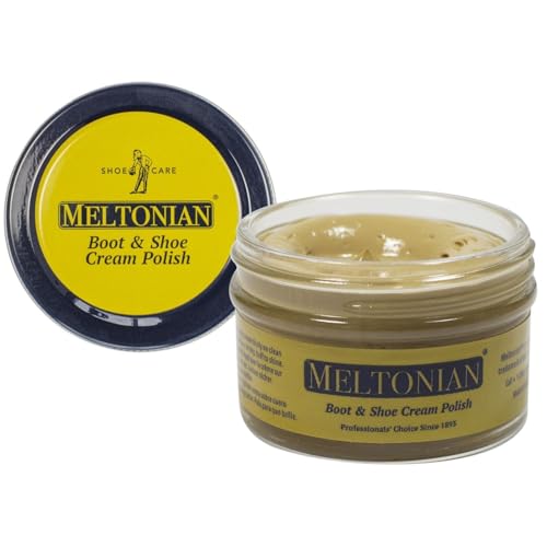 Meltonian Cream Shoe Polish - Boot Polish, Leather Shoe Polish Oil Based with Beeswax - Restores & Protects, 60+ Colors, Light Beige