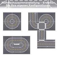 Lekebaby 12 Platten-Set Stadt Strassen Grundplatte, 25.5 * 25.5cm Straßenplatten 100% Kompatibel mit Meisten Marken, 4 Kurve/ 4 T-Kreuzung/ 3 Gerade/1 Kreuzung – Ansicht 5