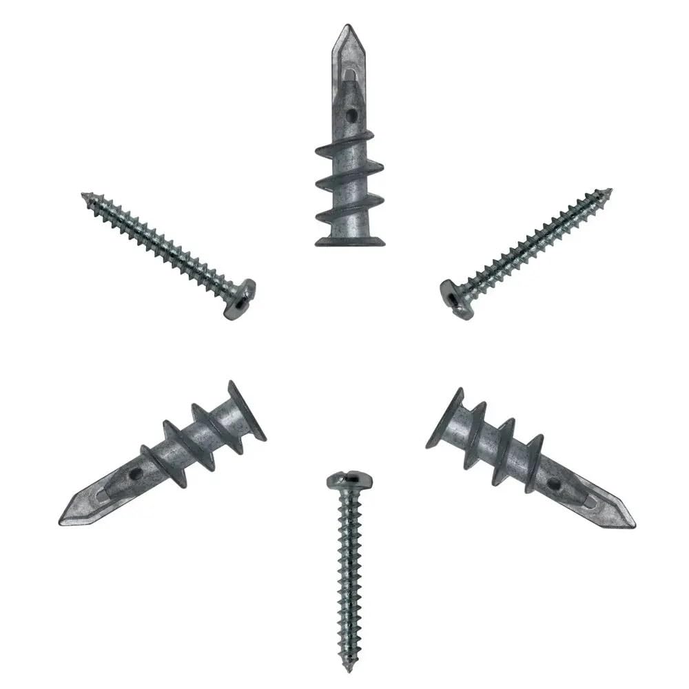 Hohlwand-Gipskartondübel, Zinklegierung, Trockenbau, selbstbohrende Dübel, E8/13 x 41 mm, Nr. 8 x 1-1/4 Blechschraube(50 PCS Set BOX)