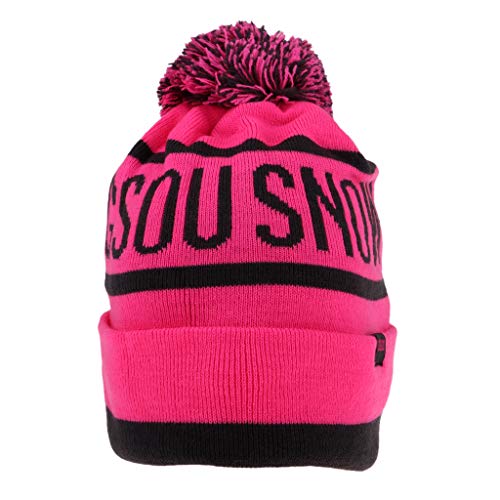 LEIPUPA Mulheres Masculinas Esportes Ao Ar Livre com Pom Tricô Gorro Largo Snowboard - Rosa Vermelha