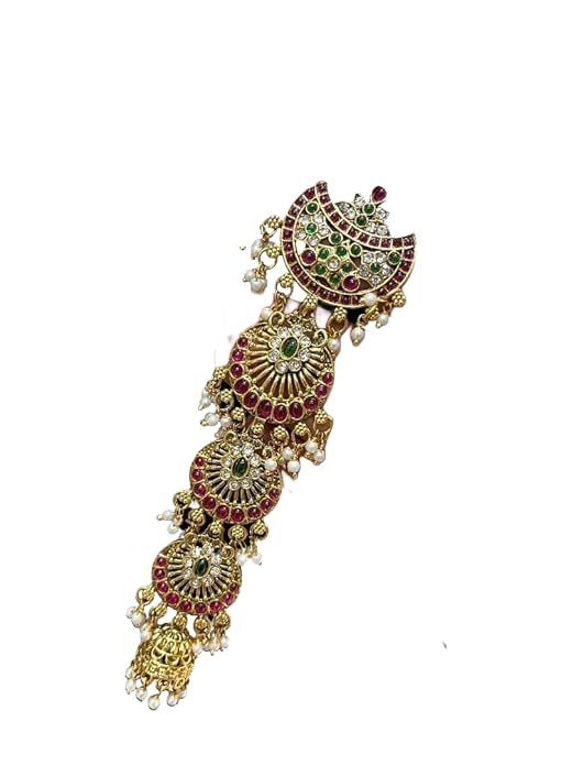 KGR Splash Moon Shape Multicolor Stones Jada Billai For Hair-image-14