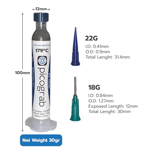 Image of Sn64 /Bi35 /Ag1 T3 Lead Free Solder Paste - No Clean, 179C Melting Point - 30g Syringe for SMT, PCB & Electronics Repair