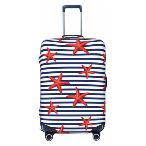 Starfish Navy Blue Stripe For Travel Luggage Cover Suitcase Protector Fits 18-32 Inch Travel Luggage Protector Elastic Luggage Anti-Scratch Suitcase Cover