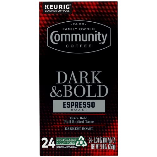 Image of Community Coffee Dark & Bold Espresso Roast 96 Count Coffee Pods, Compatible with Keurig 2.0 K-Cup Brewers, 24 count (Pack of 4)