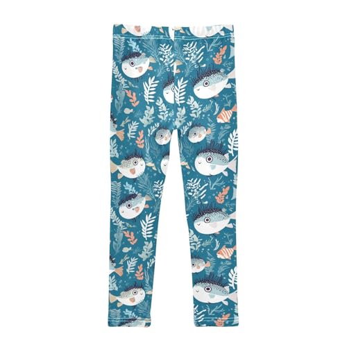 Puffer Hawaiian Fish and Seaweed Kids Baby Girls Legging Fashion Full Length Sweatpants Gym2